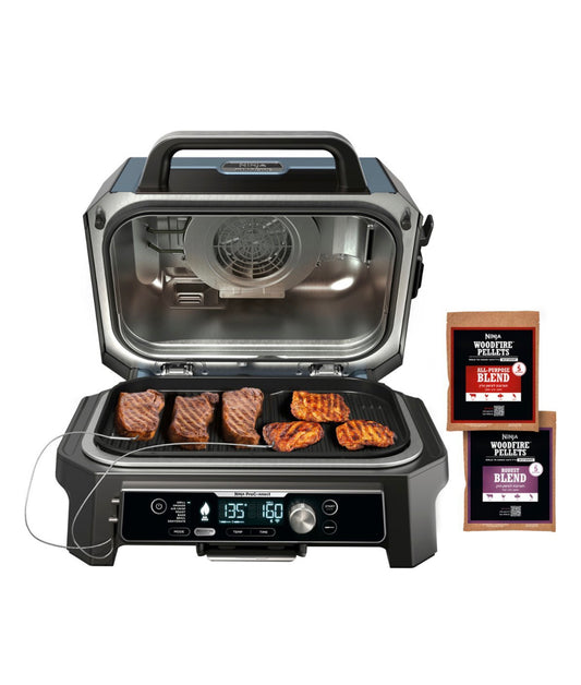 Ninja - Woodfire ProConnect Premium XL Outdoor 7-in-1 Grill & Smoker, App Enabled, Air Fryer, 2 Built-In Thermometers